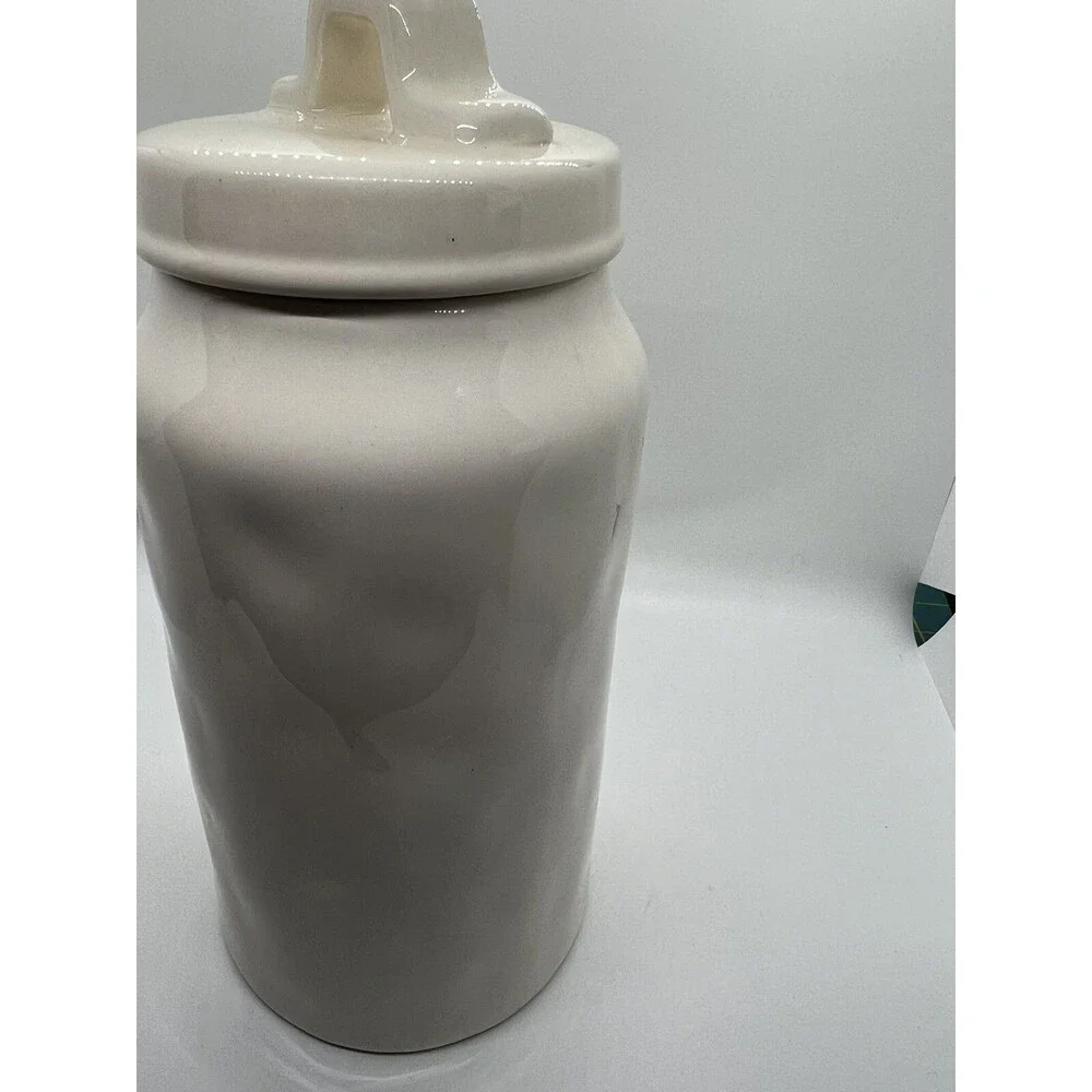 elf RAE DUNN ELf FEET CHRISTMAS CHEER TALL CERAMIC CANISTER cream red  elves